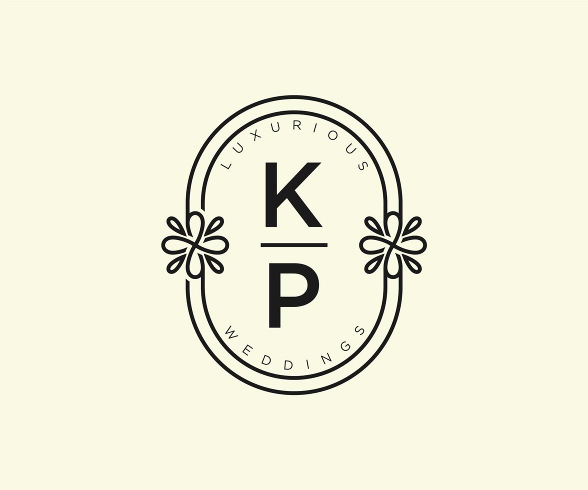 kp initialen brief bruiloft monogram logos sjabloon, hand- getrokken modern minimalistisch en bloemen Sjablonen voor uitnodiging kaarten, opslaan de datum, elegant identiteit. vector