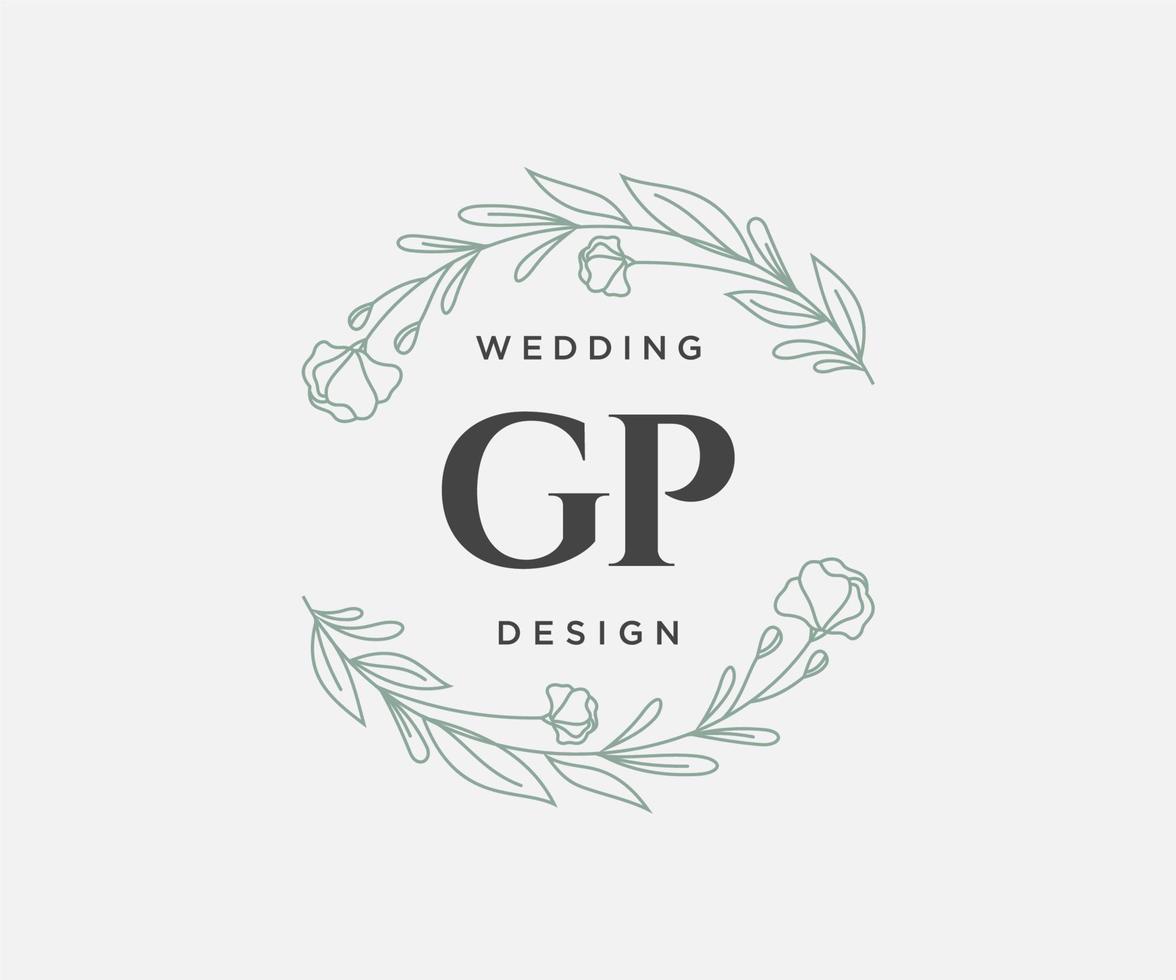 gp initialen brief bruiloft monogram logos verzameling, hand- getrokken modern minimalistisch en bloemen Sjablonen voor uitnodiging kaarten, opslaan de datum, elegant identiteit voor restaurant, boetiek, cafe in vector