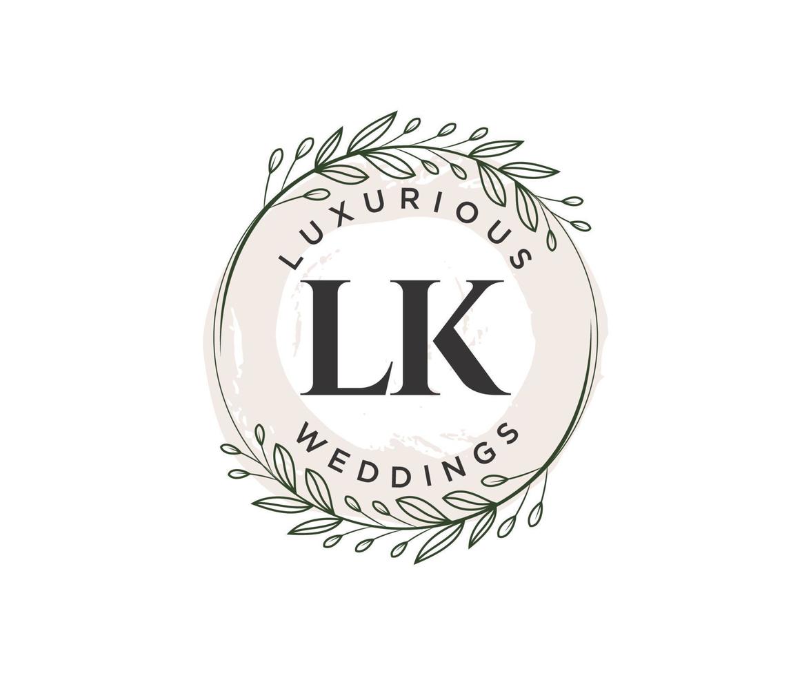 lk initialen brief bruiloft monogram logos sjabloon, hand- getrokken modern minimalistisch en bloemen Sjablonen voor uitnodiging kaarten, opslaan de datum, elegant identiteit. vector