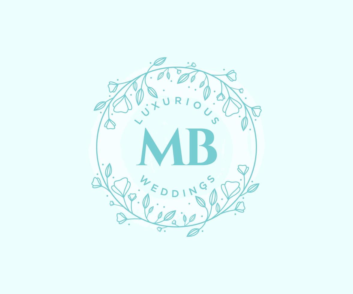 mb initialen brief bruiloft monogram logos sjabloon, hand- getrokken modern minimalistisch en bloemen Sjablonen voor uitnodiging kaarten, opslaan de datum, elegant identiteit. vector