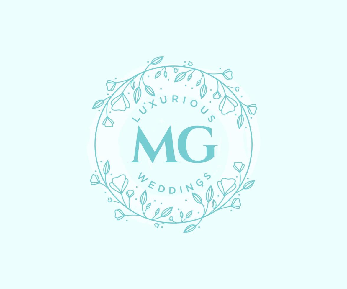 mg initialen brief bruiloft monogram logos sjabloon, hand- getrokken modern minimalistisch en bloemen Sjablonen voor uitnodiging kaarten, opslaan de datum, elegant identiteit. vector