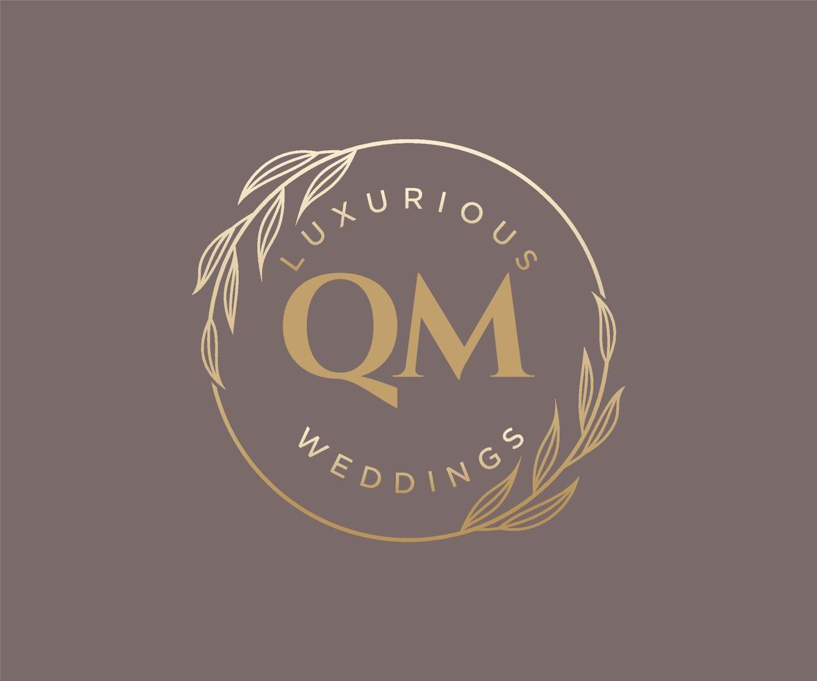 qm brief bruiloft monogram logos sjabloon, hand- getrokken modern minimalistisch en bloemen Sjablonen voor uitnodiging kaarten, opslaan de datum, elegant identiteit. vector