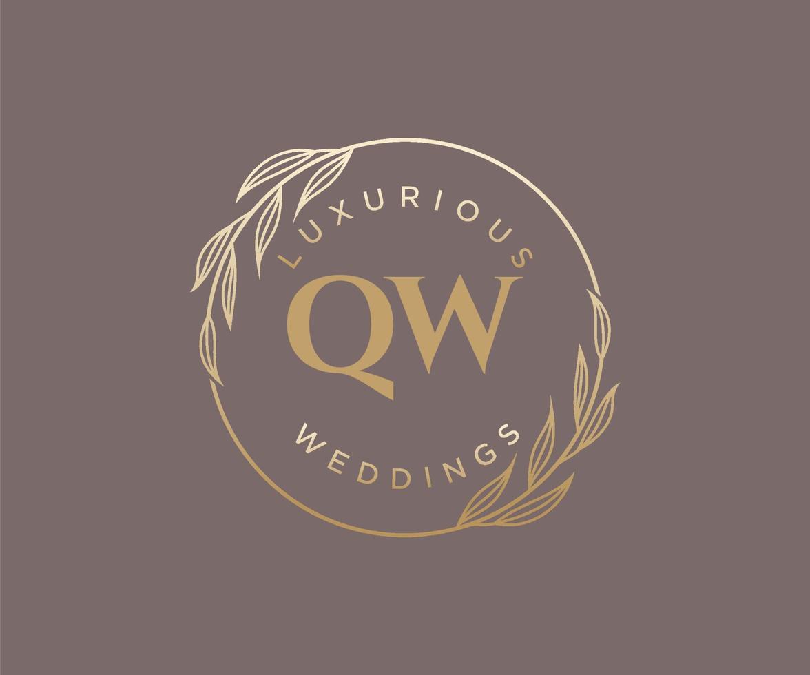 qw initialen brief bruiloft monogram logos sjabloon, hand- getrokken modern minimalistisch en bloemen Sjablonen voor uitnodiging kaarten, opslaan de datum, elegant identiteit. vector