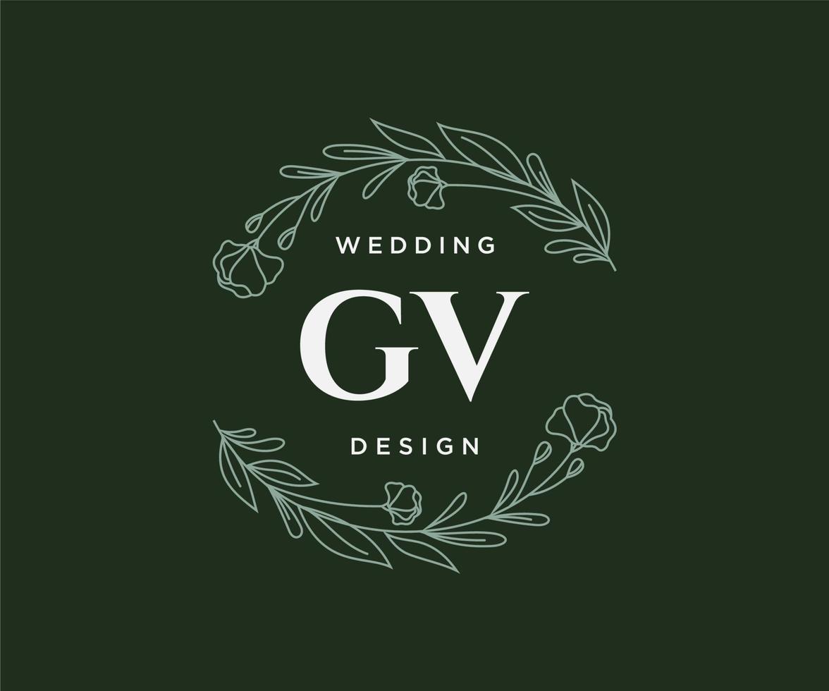 gv initialen brief bruiloft monogram logos verzameling, hand- getrokken modern minimalistisch en bloemen Sjablonen voor uitnodiging kaarten, opslaan de datum, elegant identiteit voor restaurant, boetiek, cafe in vector