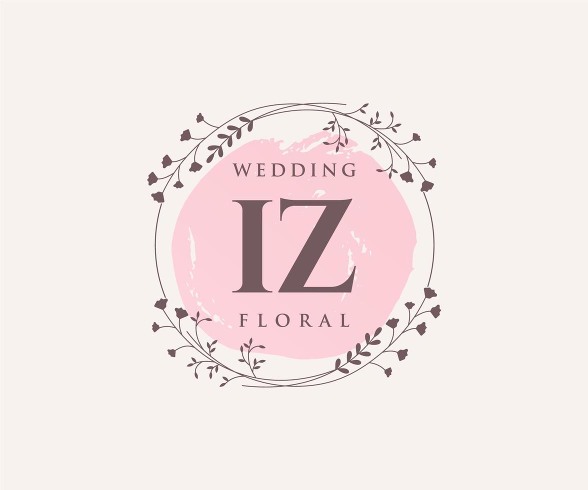 iz initialen brief bruiloft monogram logos sjabloon, hand- getrokken modern minimalistisch en bloemen Sjablonen voor uitnodiging kaarten, opslaan de datum, elegant identiteit. vector