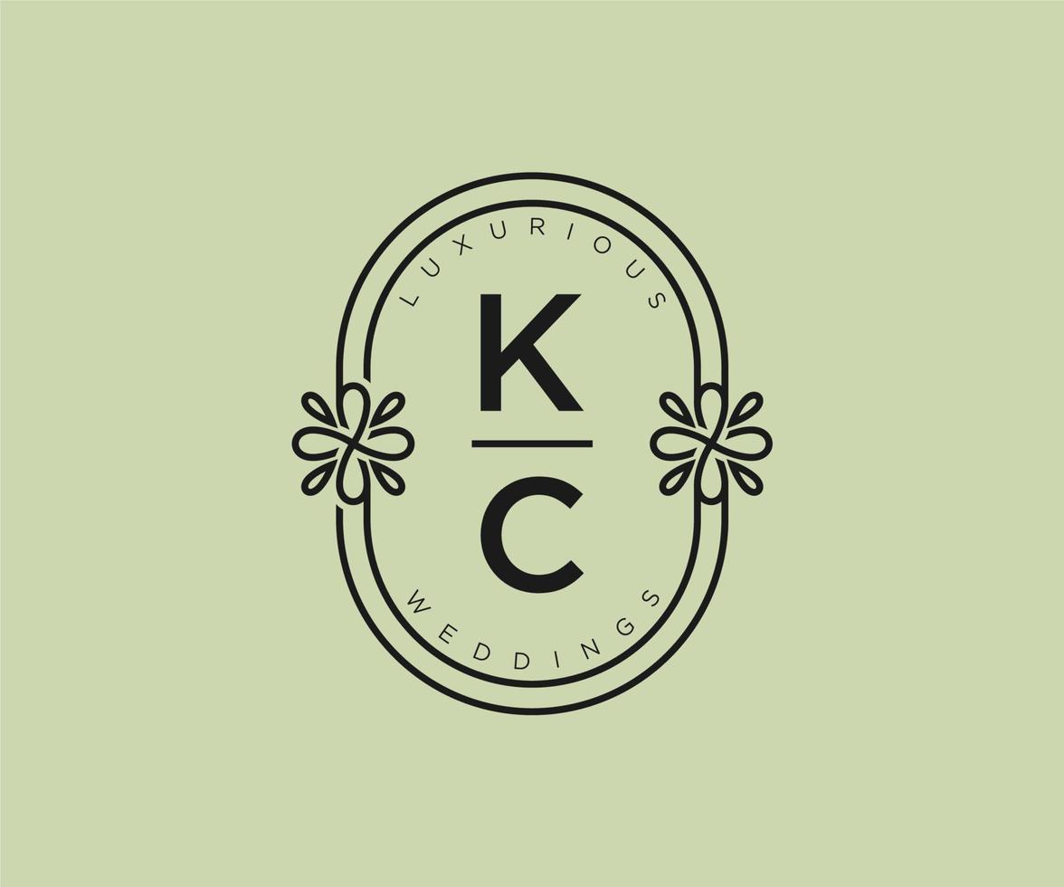 kc initialen brief bruiloft monogram logos sjabloon, hand- getrokken modern minimalistisch en bloemen Sjablonen voor uitnodiging kaarten, opslaan de datum, elegant identiteit. vector