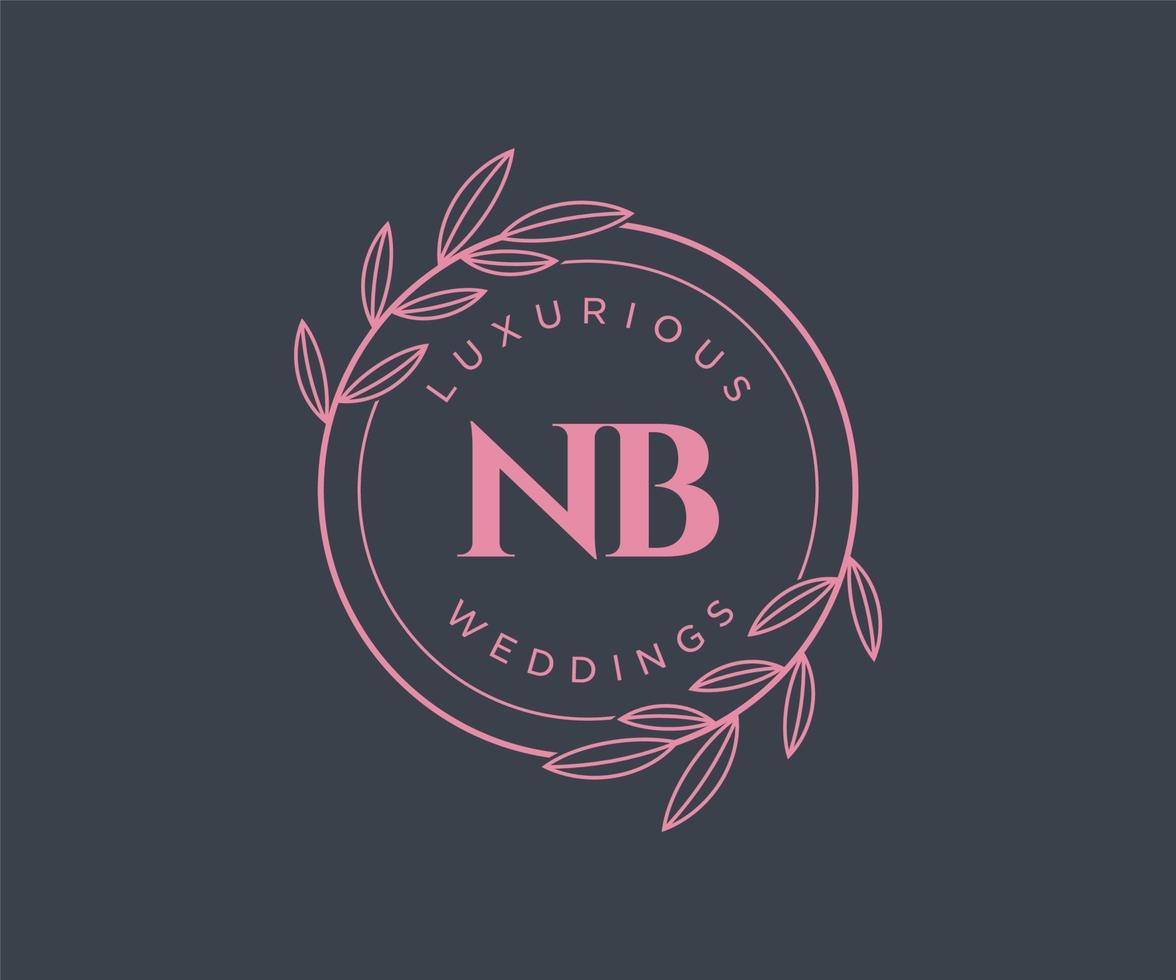 nb initialen brief bruiloft monogram logos sjabloon, hand- getrokken modern minimalistisch en bloemen Sjablonen voor uitnodiging kaarten, opslaan de datum, elegant identiteit. vector