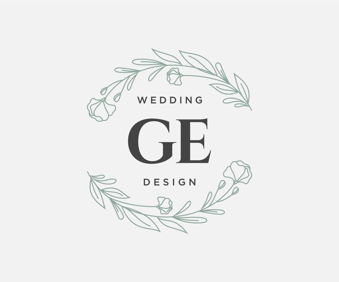 ge initialen brief bruiloft monogram logos verzameling, hand- getrokken modern minimalistisch en bloemen Sjablonen voor uitnodiging kaarten, opslaan de datum, elegant identiteit voor restaurant, boetiek, cafe in vector