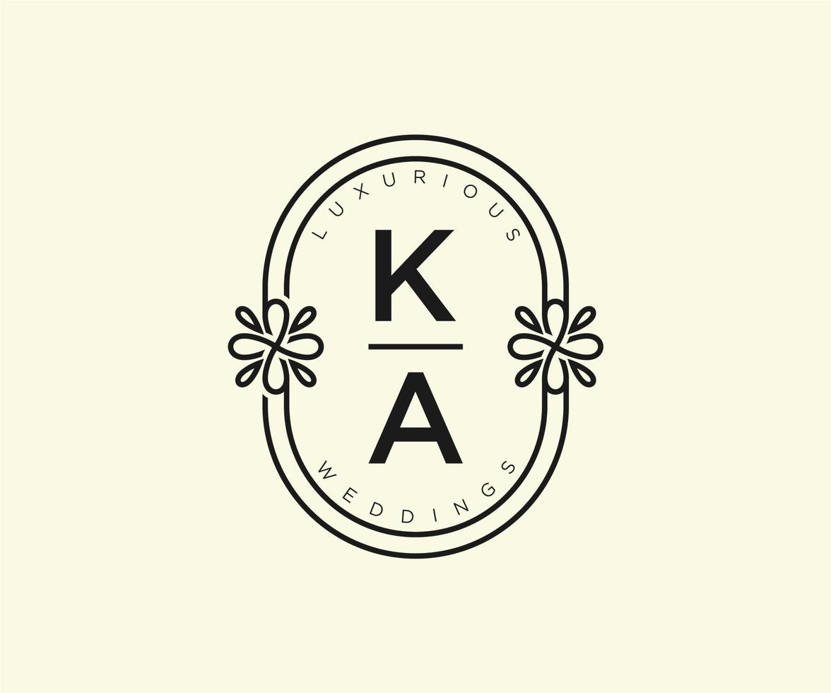 ka initialen brief bruiloft monogram logos sjabloon, hand- getrokken modern minimalistisch en bloemen Sjablonen voor uitnodiging kaarten, opslaan de datum, elegant identiteit. vector