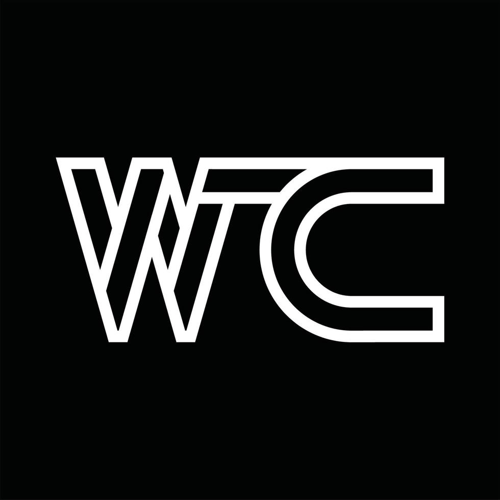 wc logo monogram met lijn stijl negatief ruimte vector