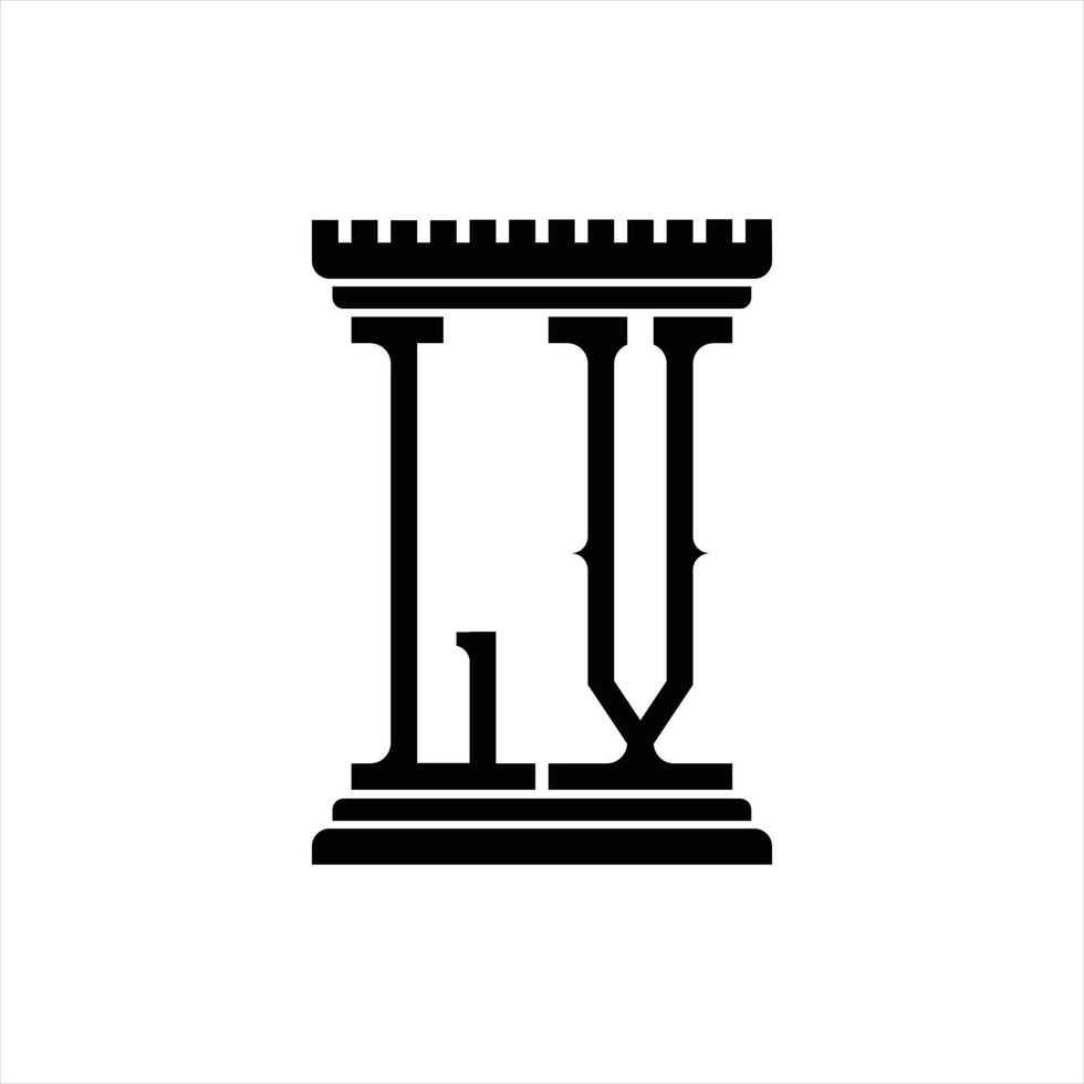 lv logo monogram met pijler vorm ontwerp sjabloon vector