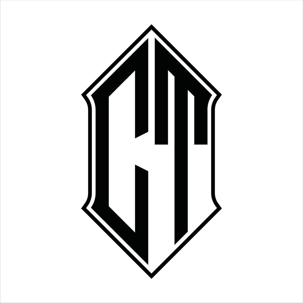 ct logo monogram met schildvorm en schets ontwerp sjabloon vector icoon abstract