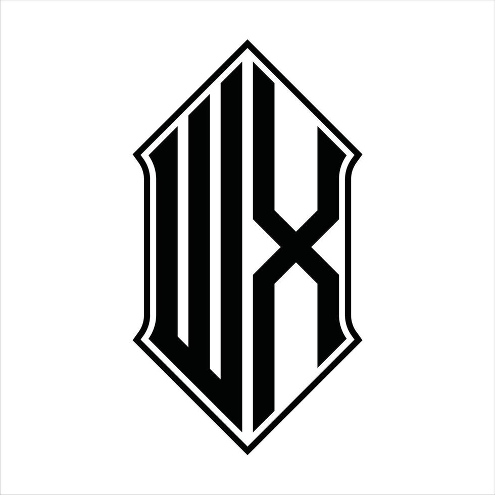 wx logo monogram met schildvorm en schets ontwerp sjabloon vector icoon abstract