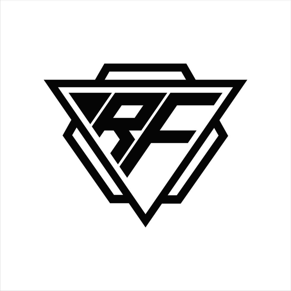 rf logo monogram met driehoek en zeshoek sjabloon vector