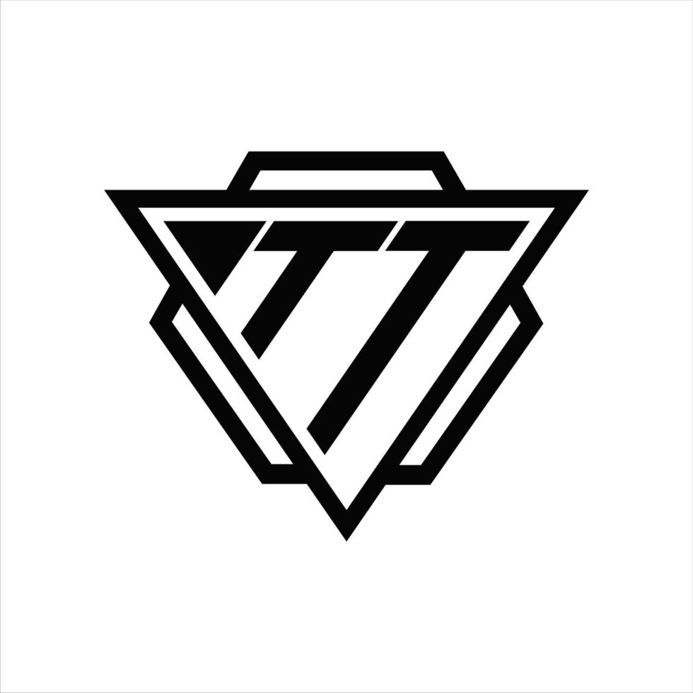 tt logo monogram met driehoek en zeshoek sjabloon vector