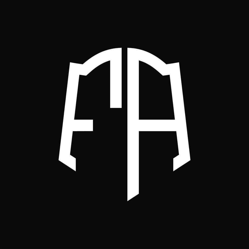 fa logo monogram met schild vorm lint ontwerp sjabloon vector