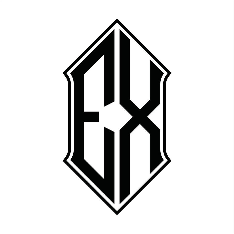 ex logo monogram met schildvorm en schets ontwerp sjabloon vector icoon abstract