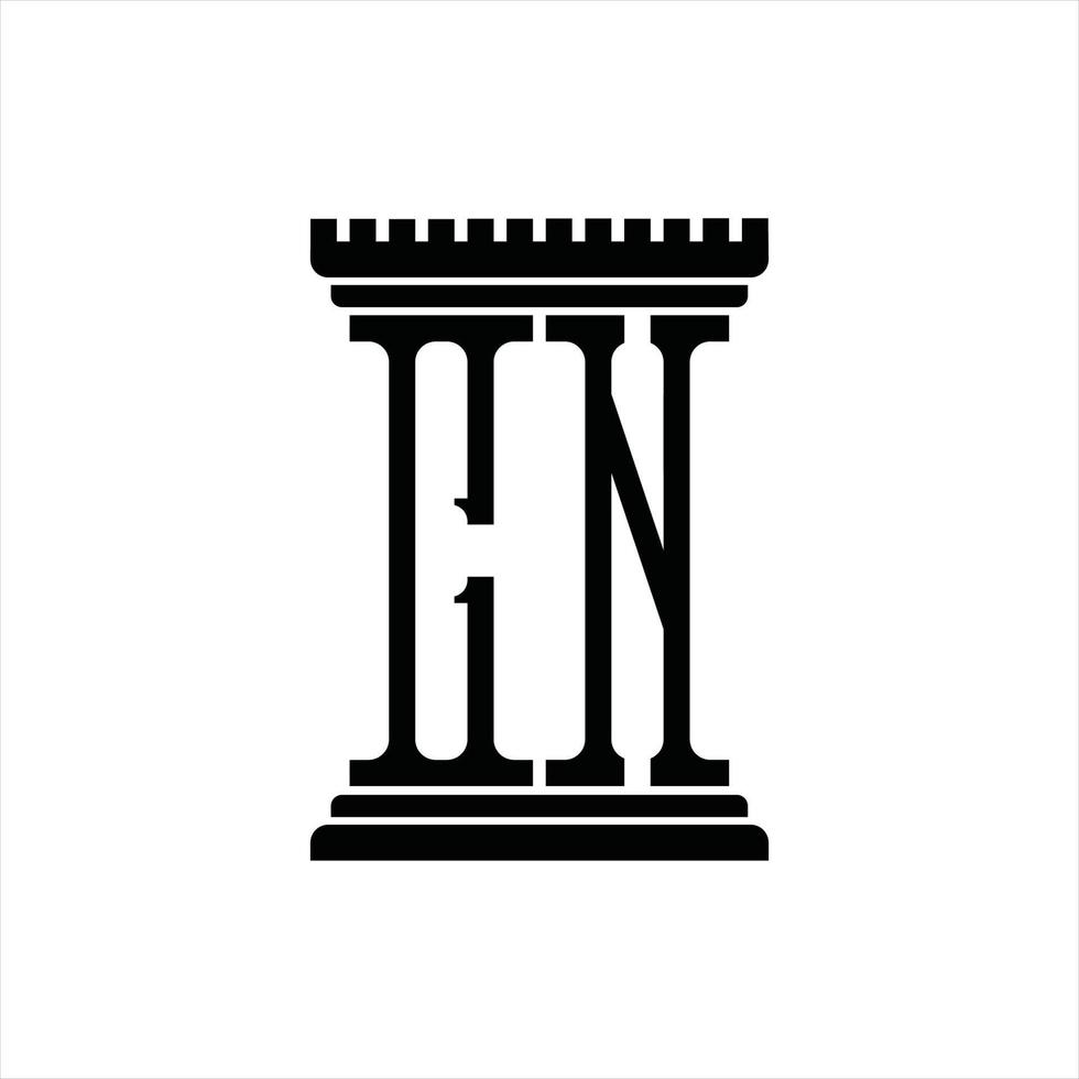 cn logo monogram met pijler vorm ontwerp sjabloon vector