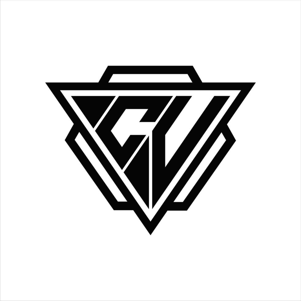 CV logo monogram met driehoek en zeshoek sjabloon vector