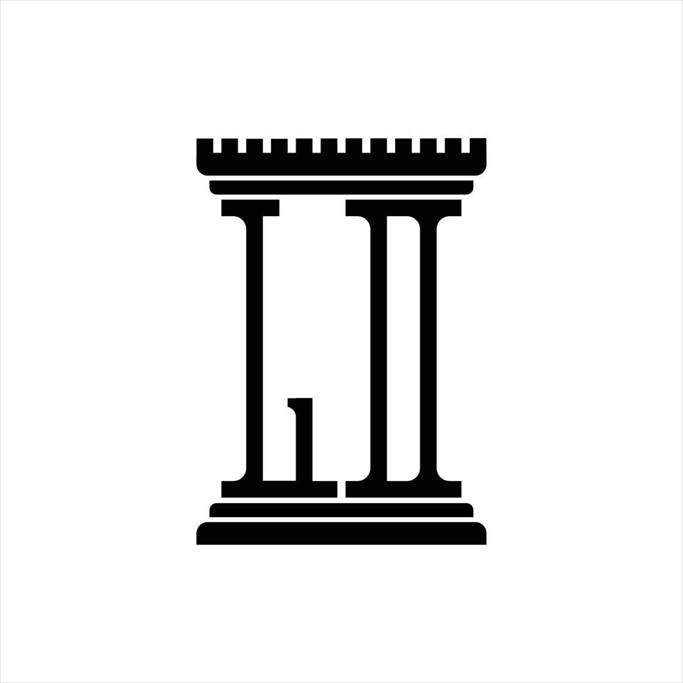 ld logo monogram met pijler vorm ontwerp sjabloon vector
