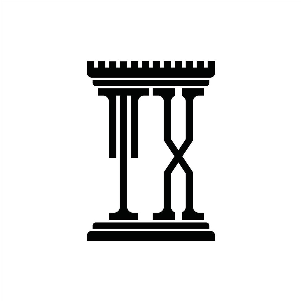 TX logo monogram met pijler vorm ontwerp sjabloon vector