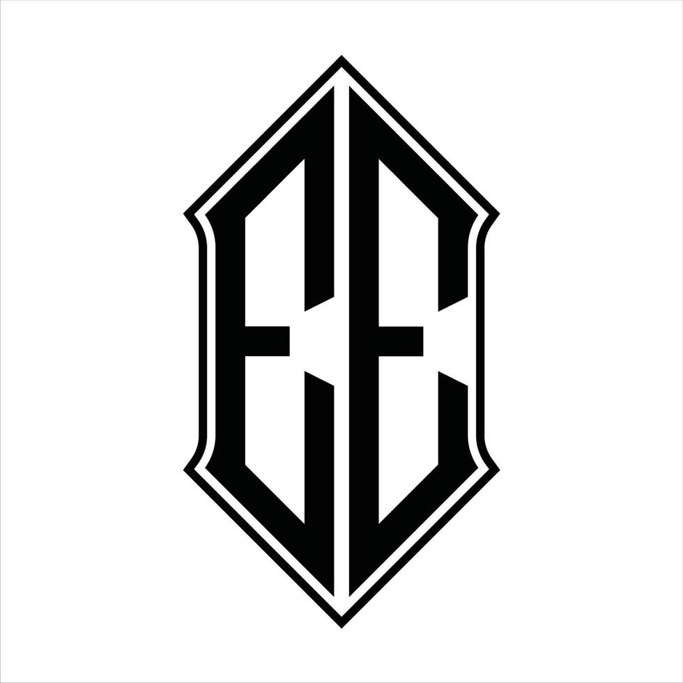 ee logo monogram met schildvorm en schets ontwerp sjabloon vector icoon abstract