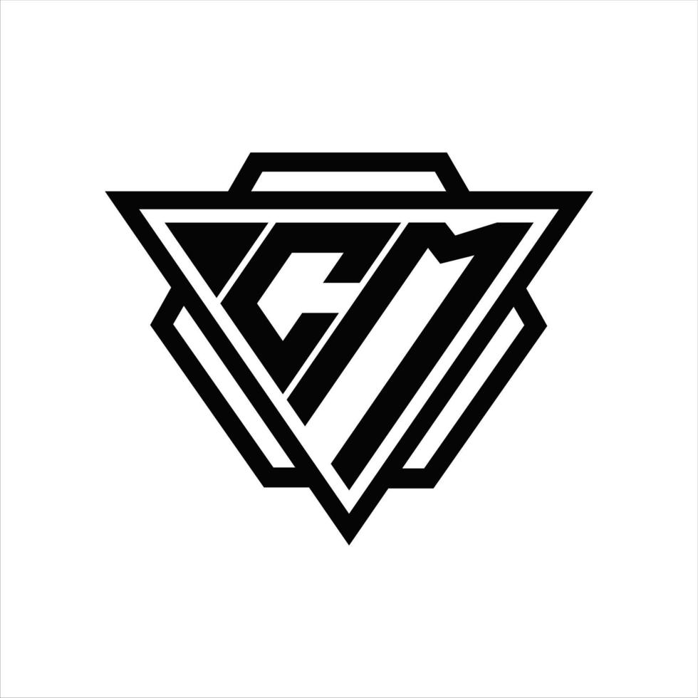 cm logo monogram met driehoek en zeshoek sjabloon vector