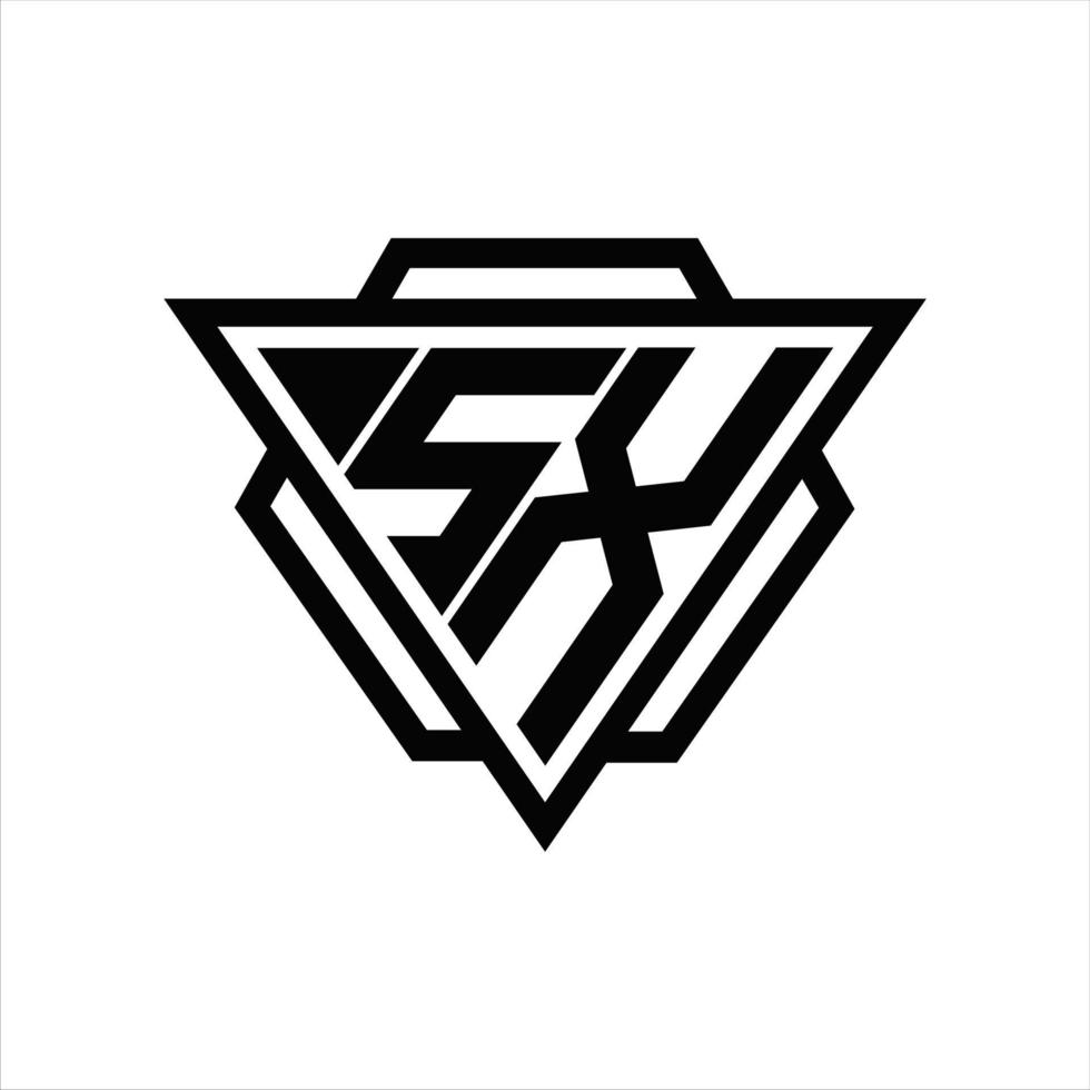 sx logo monogram met driehoek en zeshoek sjabloon vector