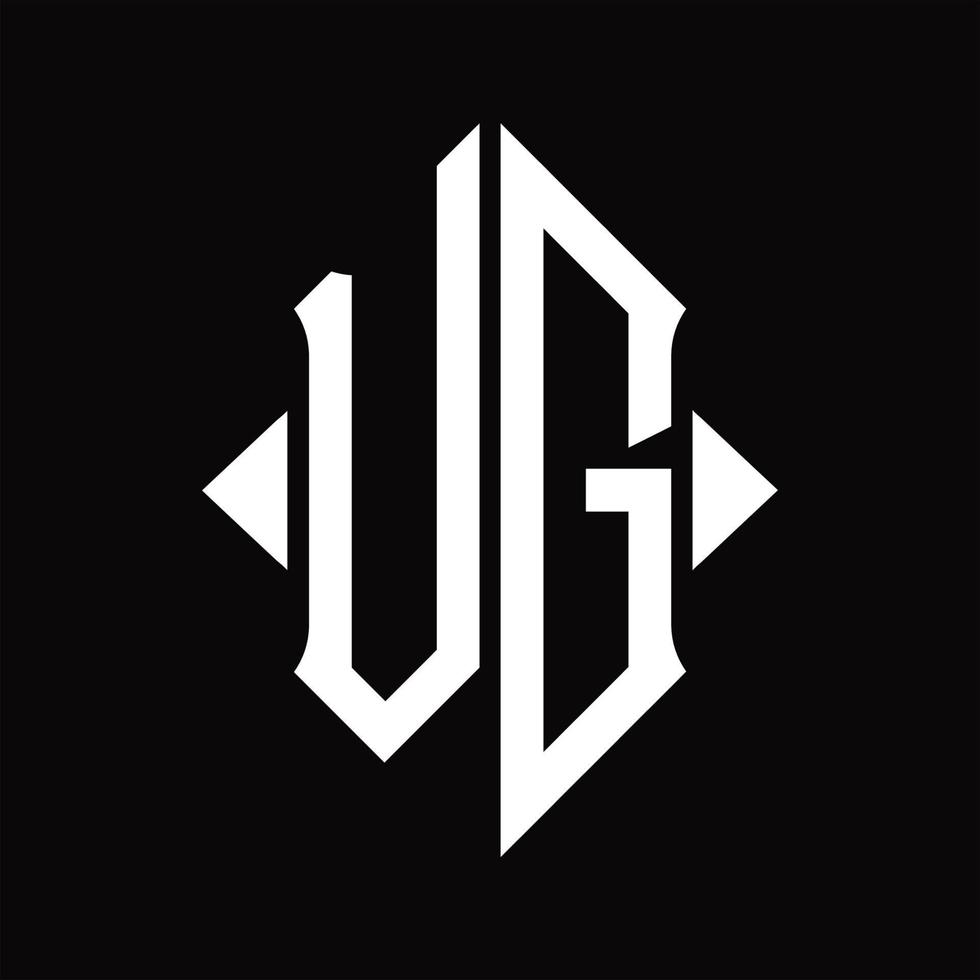vg logo monogram met schild vorm geïsoleerd ontwerp sjabloon vector