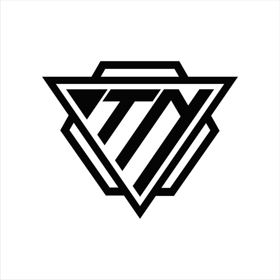tn logo monogram met driehoek en zeshoek sjabloon vector