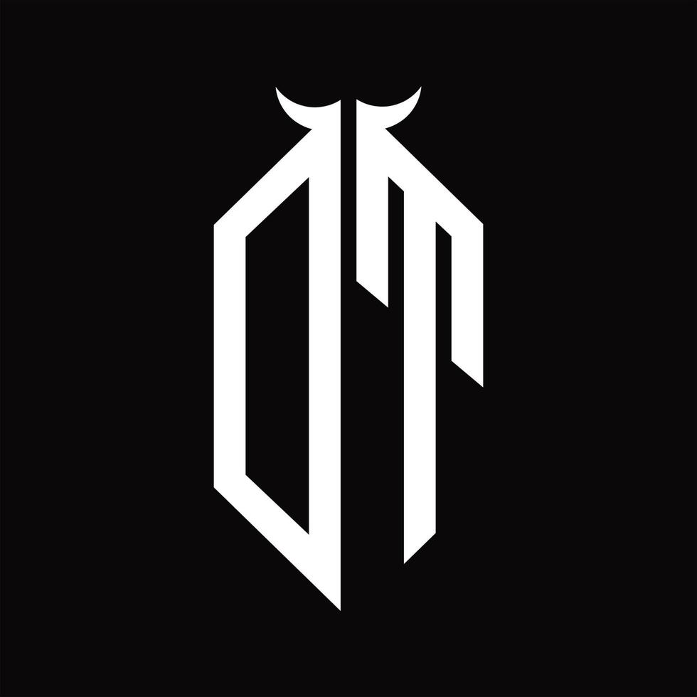 dt logo monogram met toeter vorm geïsoleerd zwart en wit ontwerp sjabloon vector