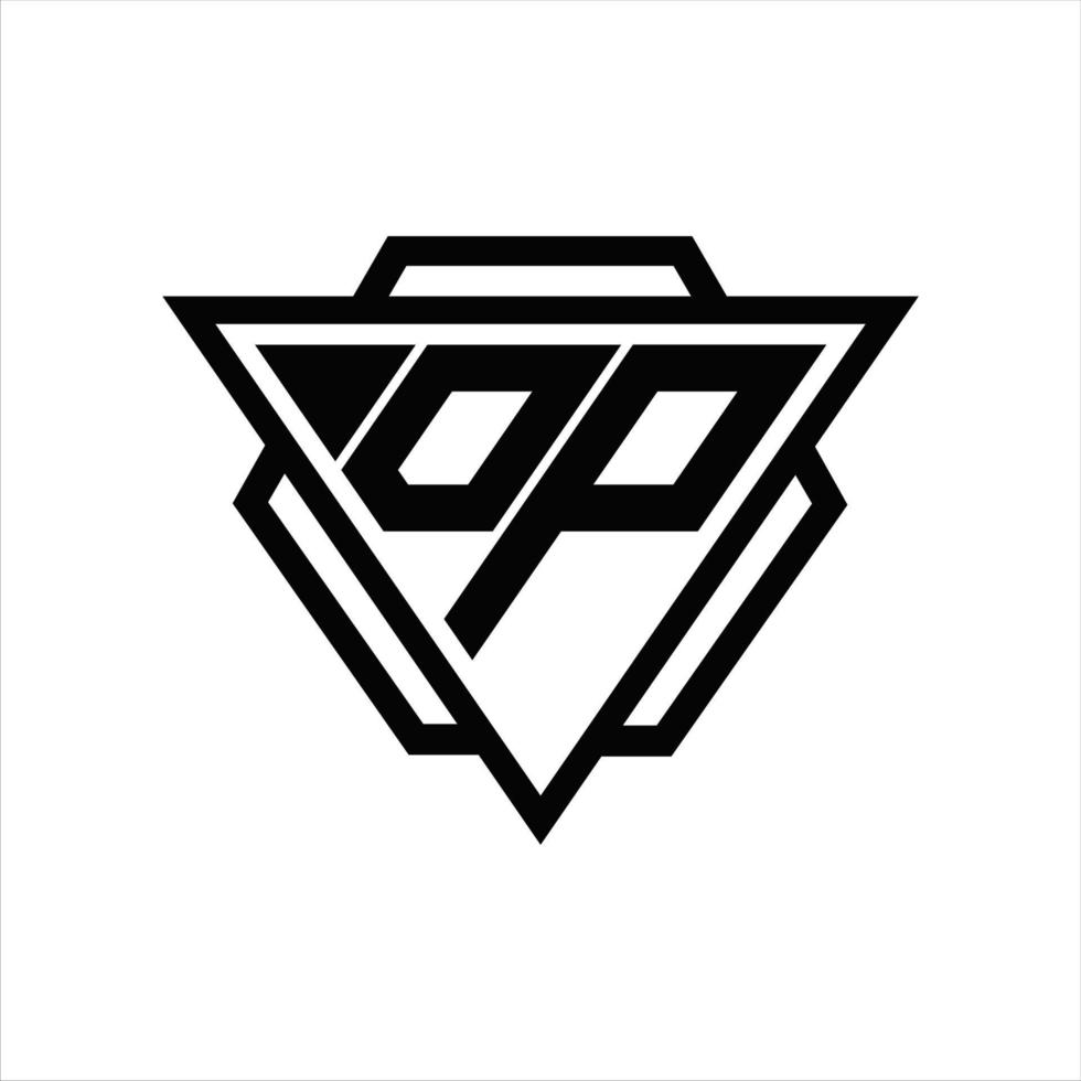 dp logo monogram met driehoek en zeshoek sjabloon vector