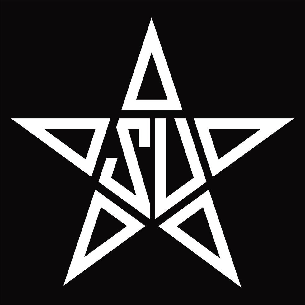 zu logo monogram met ster vorm ontwerp sjabloon vector