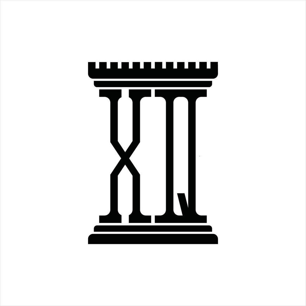 xq logo monogram met pijler vorm ontwerp sjabloon vector