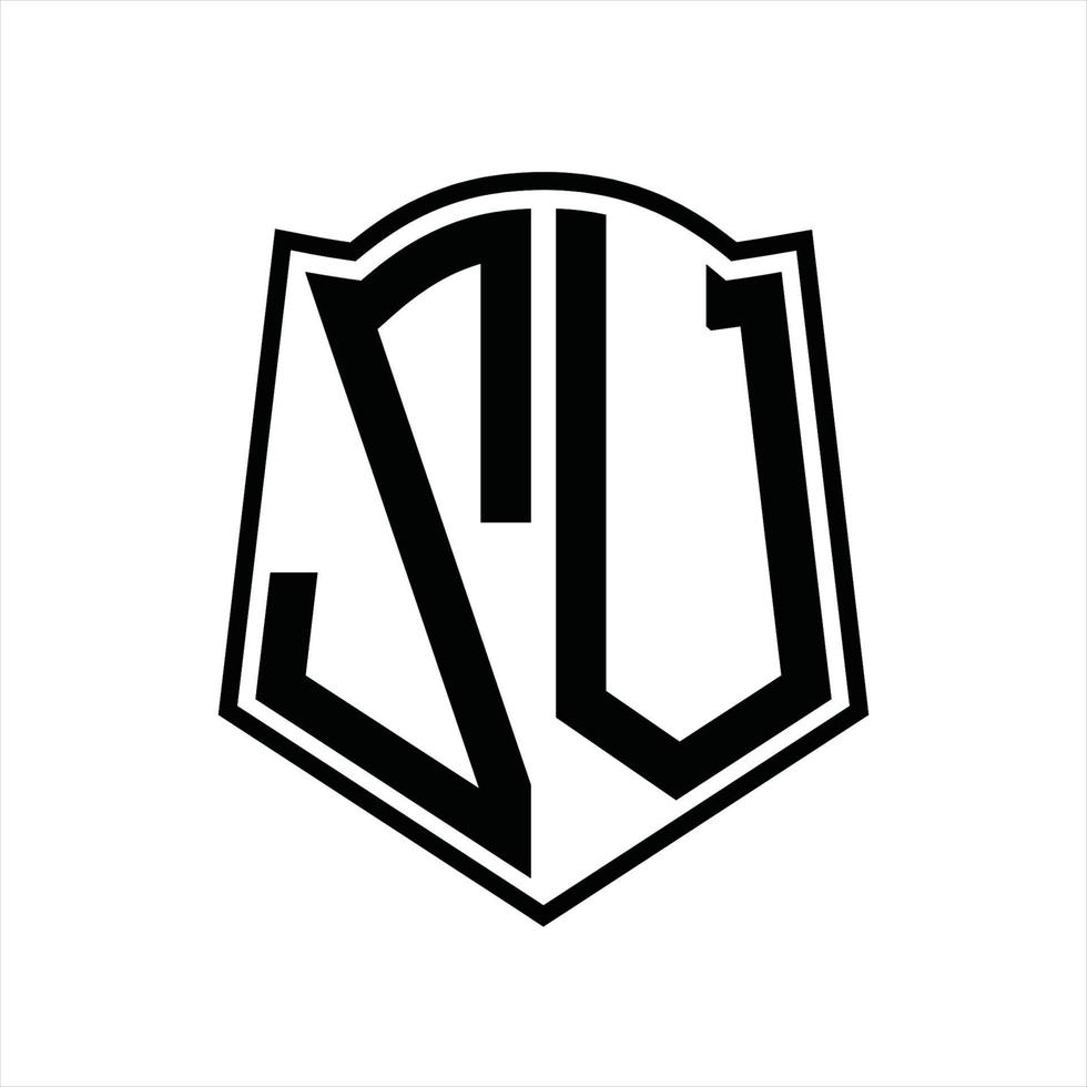 zv logo monogram met schild vorm schets ontwerp sjabloon vector