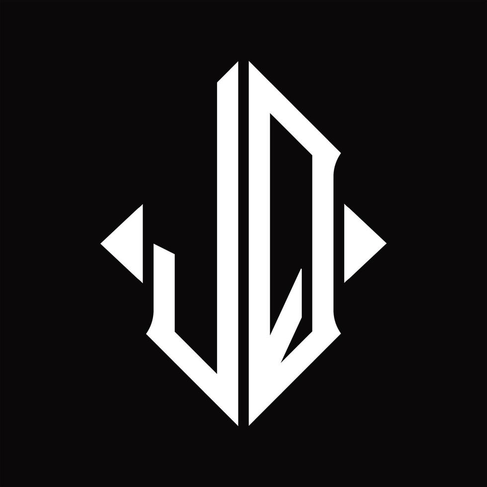 jq logo monogram met schild vorm geïsoleerd ontwerp sjabloon vector