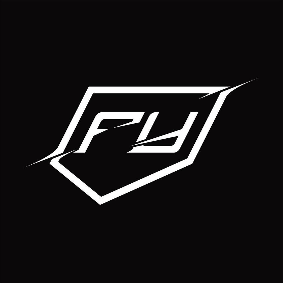 fy logo monogram brief met schild en plak stijl ontwerp vector