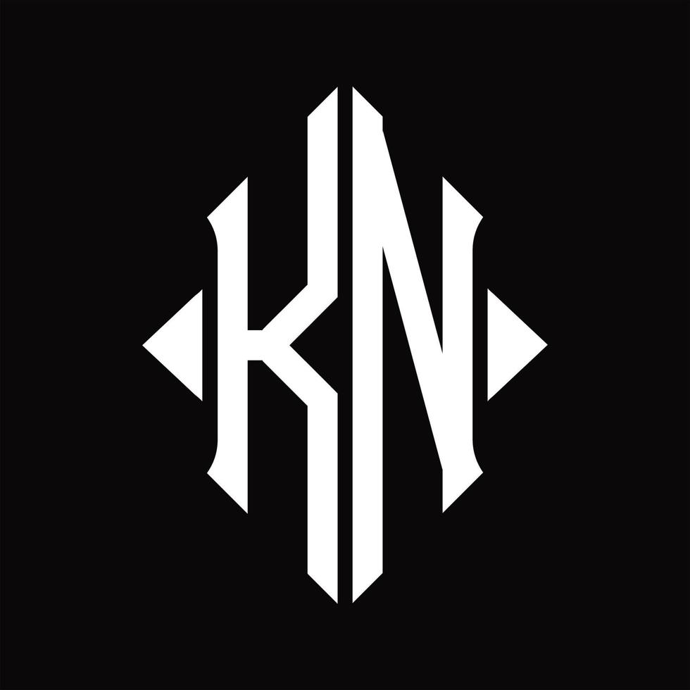 kn logo monogram met schild vorm geïsoleerd ontwerp sjabloon vector