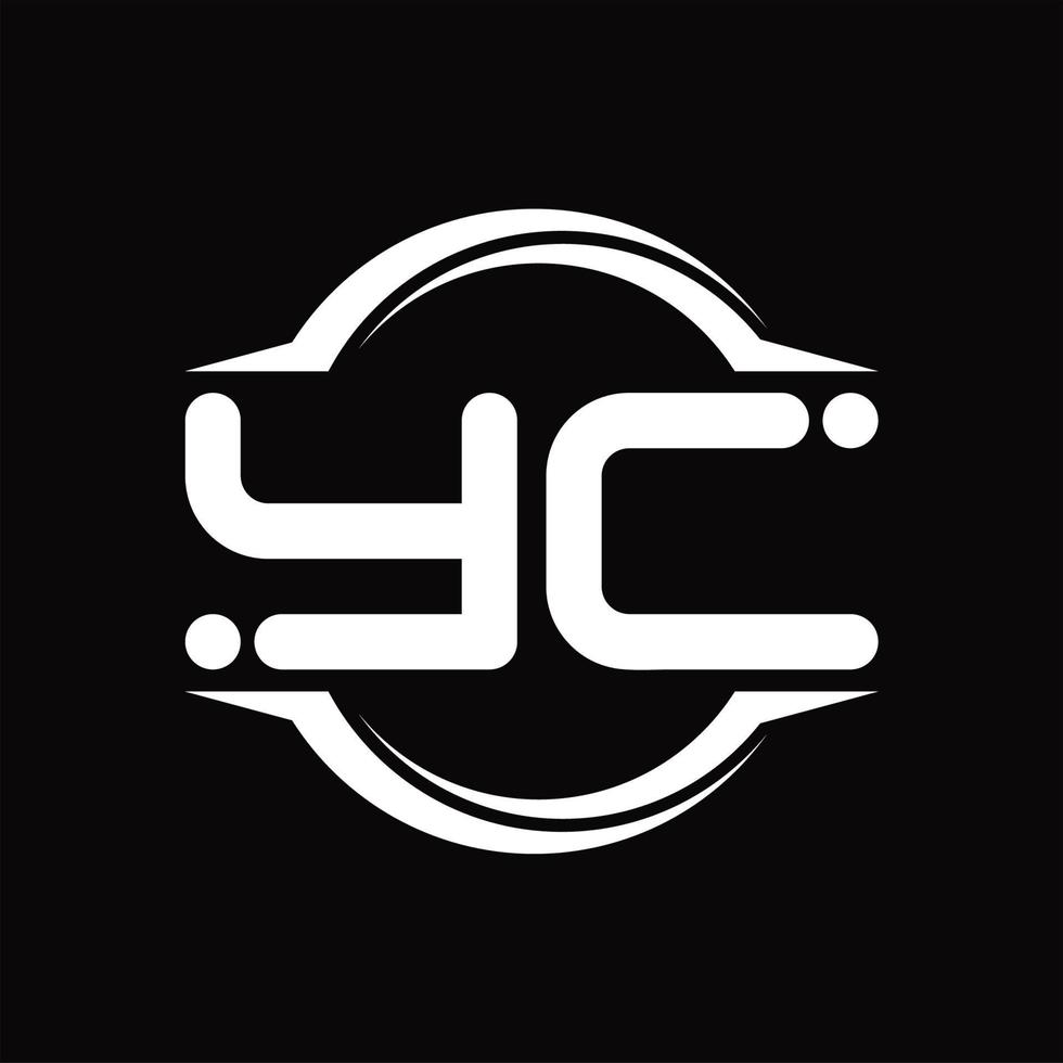 yc logo monogram met cirkel afgeronde plak vorm ontwerp sjabloon vector