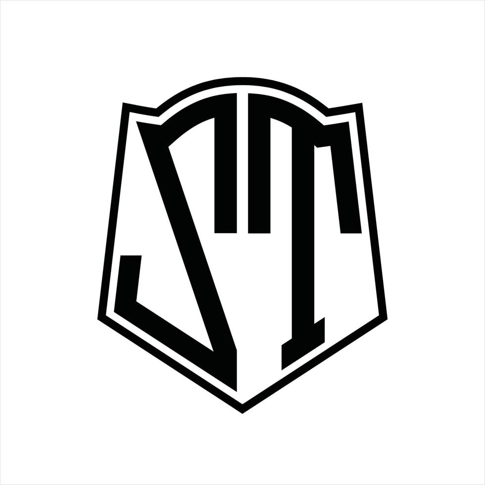 zt logo monogram met schild vorm schets ontwerp sjabloon vector