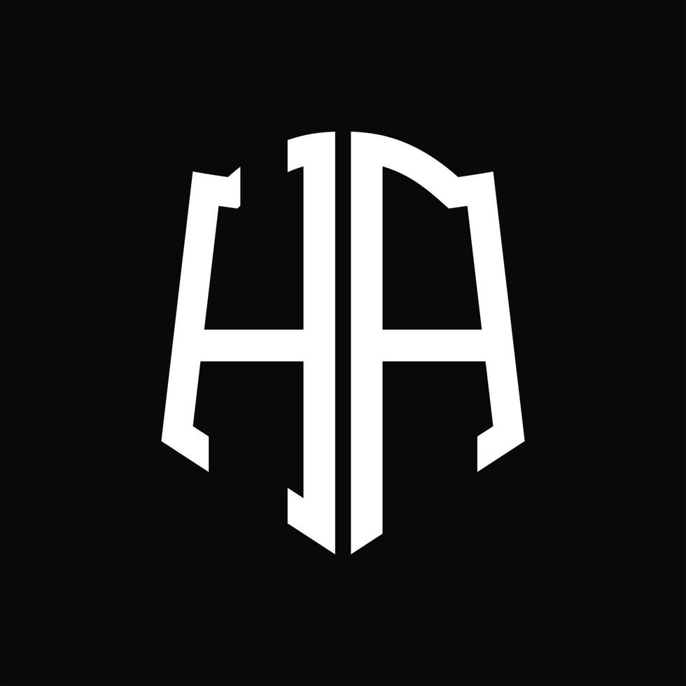 ha logo monogram met schild vorm lint ontwerp sjabloon vector