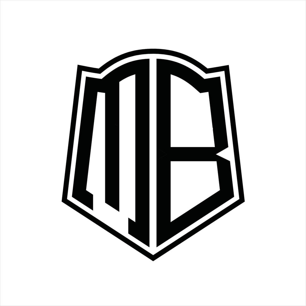 mb logo monogram met schild vorm schets ontwerp sjabloon vector