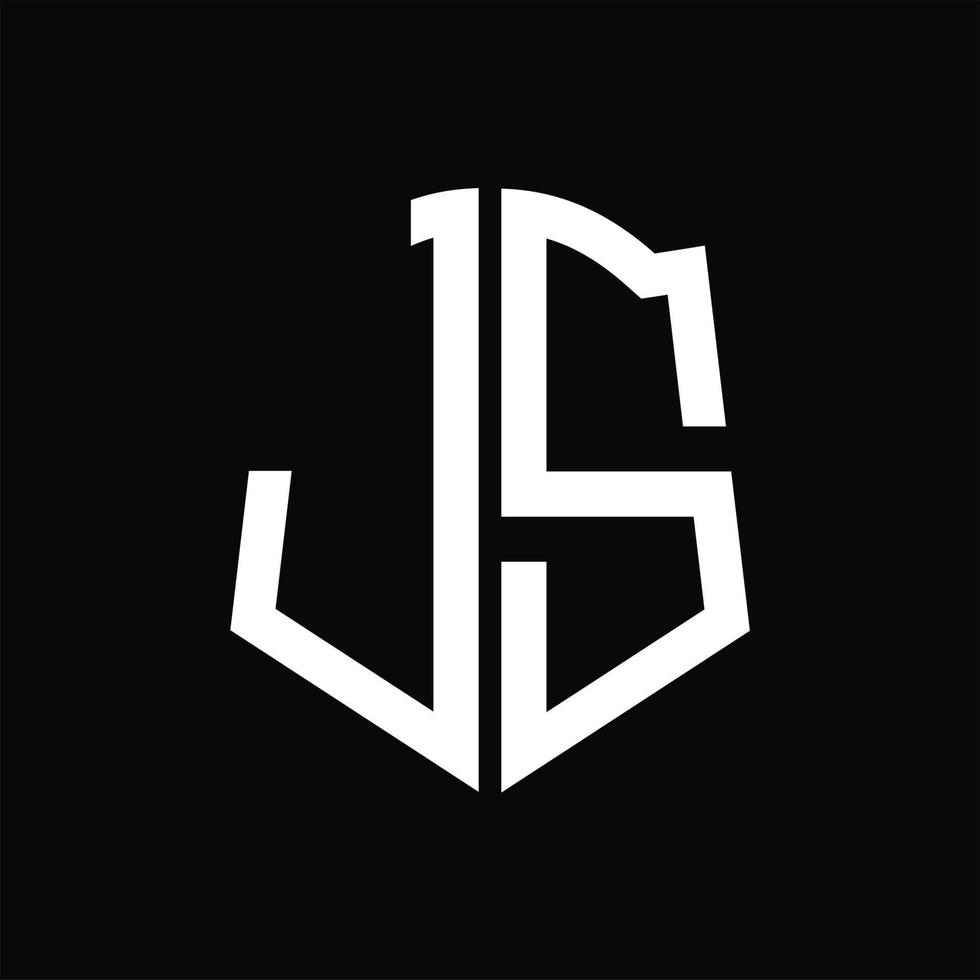 js logo monogram met schild vorm lint ontwerp sjabloon vector