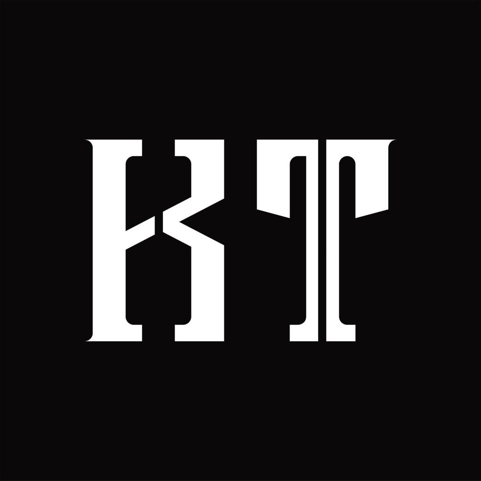 kt logo monogram met midden- plak ontwerp sjabloon vector