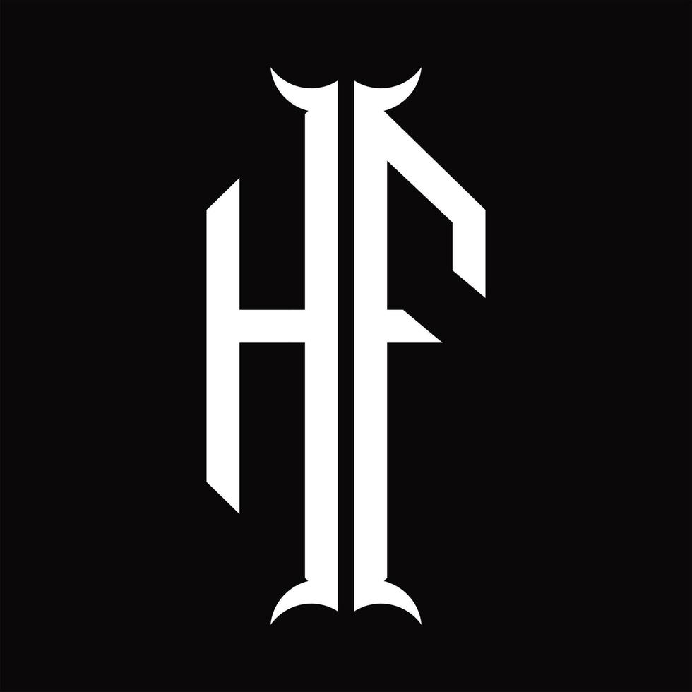 hf logo monogram met toeter vorm ontwerp sjabloon vector
