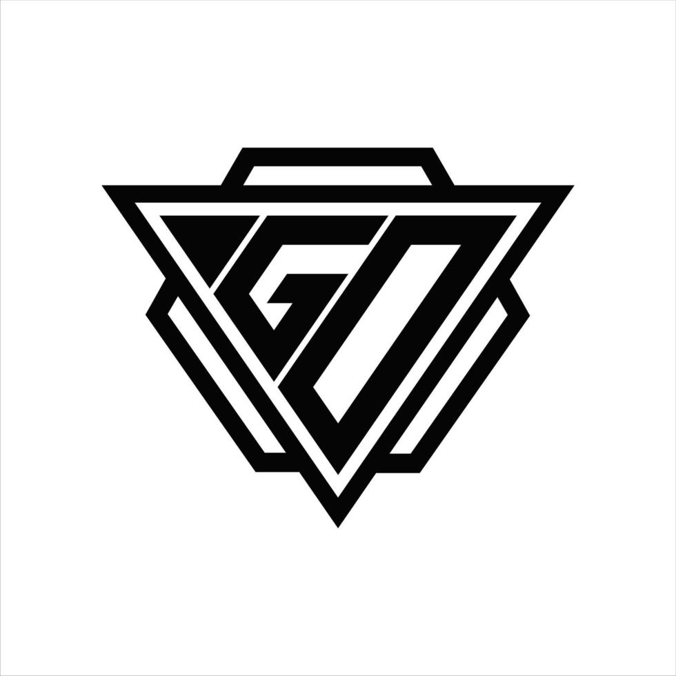 Gaan logo monogram met driehoek en zeshoek sjabloon vector