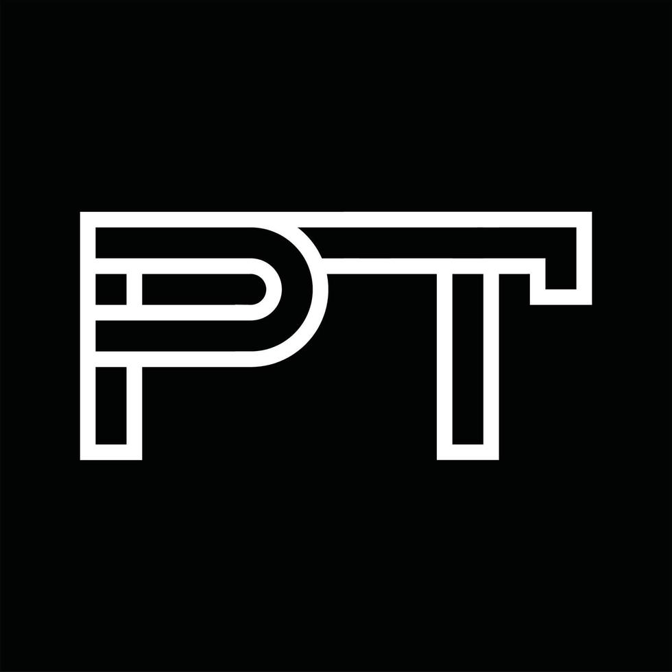 pt logo monogram met lijn stijl negatief ruimte vector