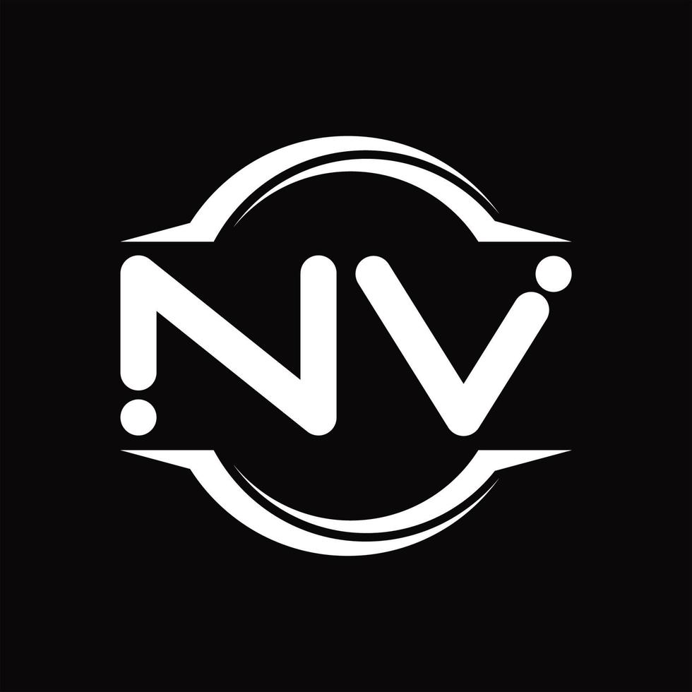 nv logo monogram met cirkel afgeronde plak vorm ontwerp sjabloon vector