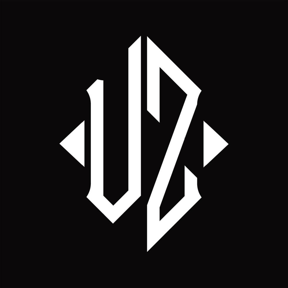 vz logo monogram met schild vorm geïsoleerd ontwerp sjabloon vector