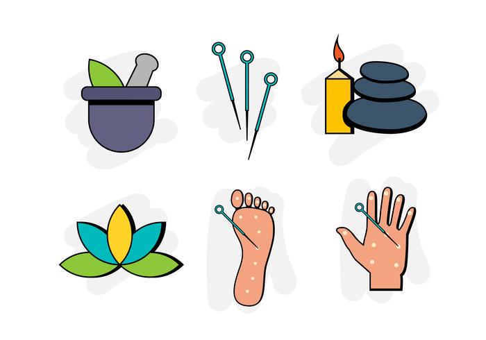 Platte acupunctuur pictogram vector